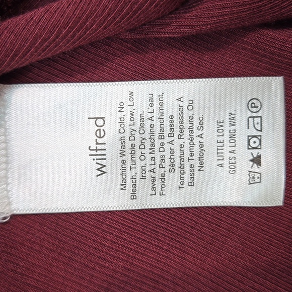 Wilfred burgundy Danette ribbed sleeveless ruffle neck thong bodysuit, size M - Picture 11 of 13